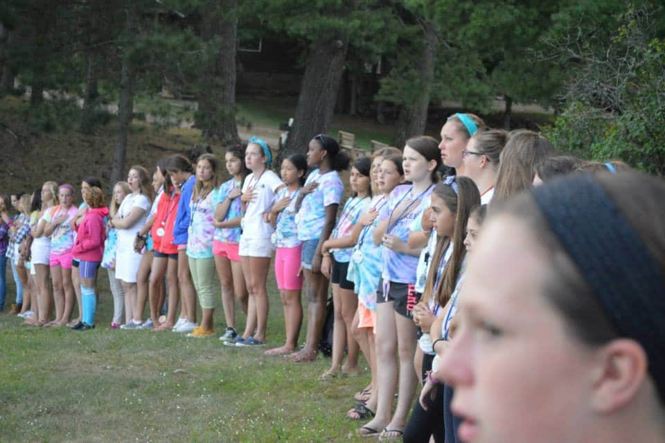 campers saying pledge of allegiance