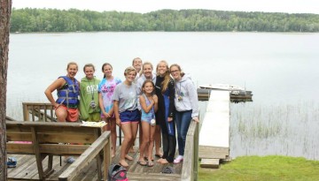WeHaKee campers and staff on dock
