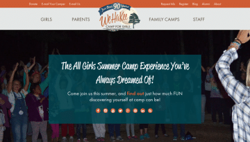 WeHaKee Camp for Girls Website front page.