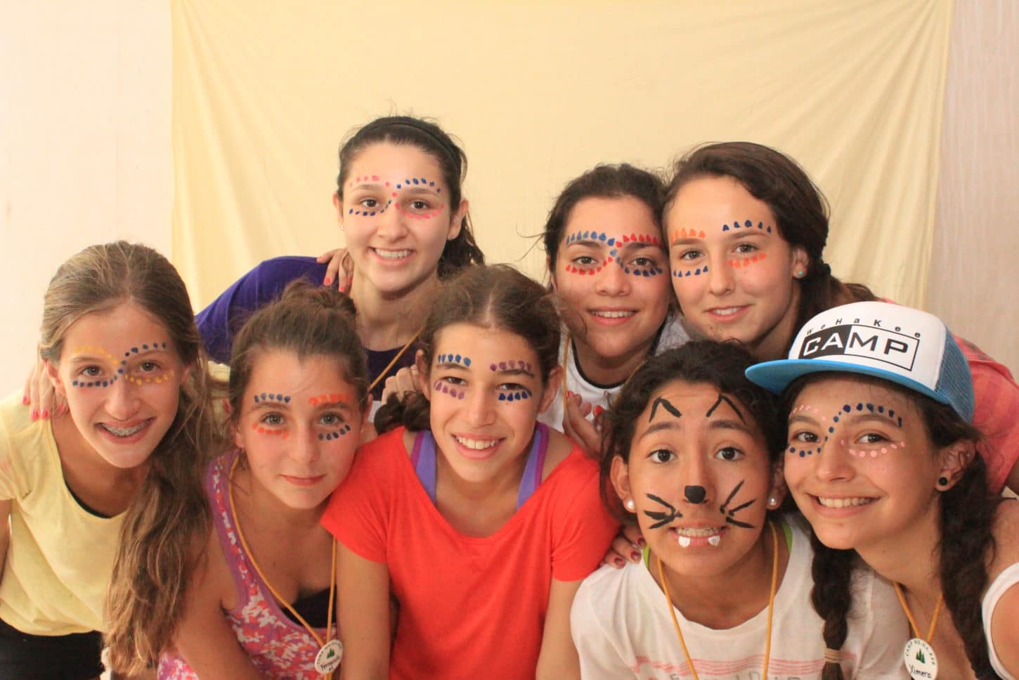 Campers with face paint at WeHaKee Camp for Girls.