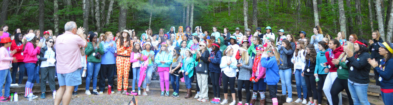 2017 Welcome fire for campers a WeHaKee Camp for Girls.
