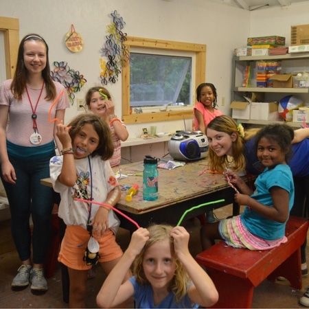 WeHaKee Camp for Girls staff and campers being crafty.