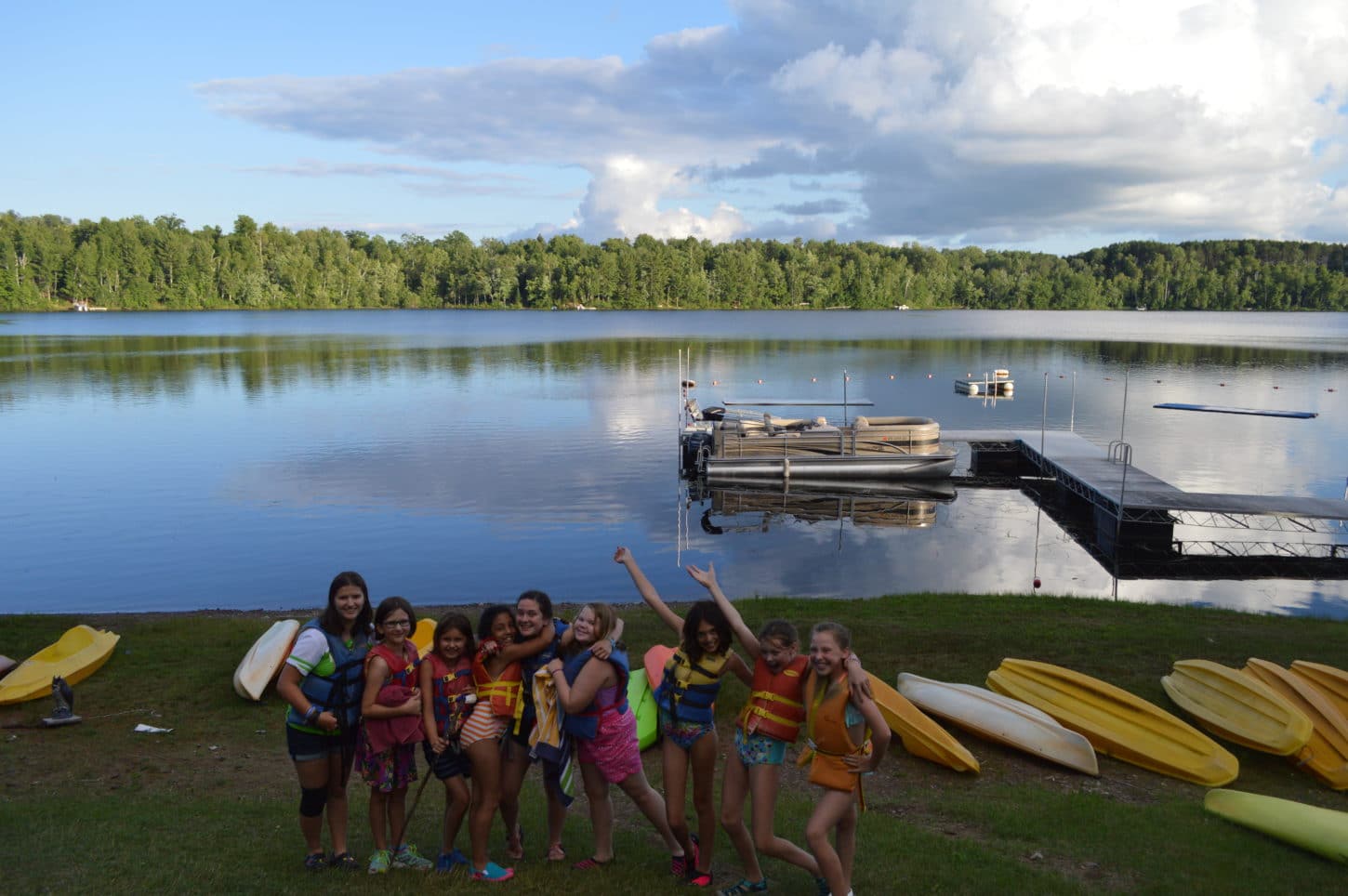 WeHaKee Camp for Girls Campers group photo after water activities.