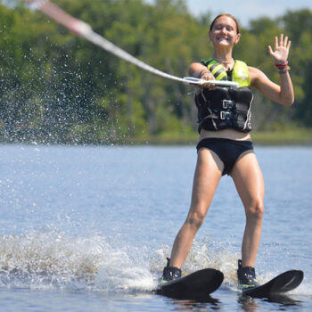 Water skiing on Hunter Lake at WeHaKee Camp for Girls