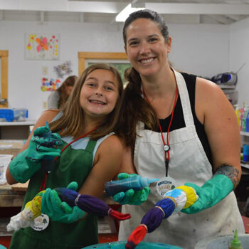 Creative tie-dyeing activities during family camp